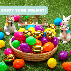100Pcs Colorful and Golden Easter Egg Shells 2.3in