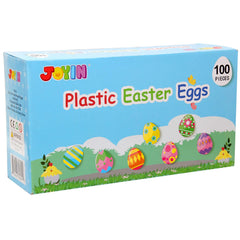 100Pcs Bright Printed Plastic Easter Egg Shells 2.3in