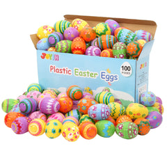 100Pcs Bright Printed Plastic Easter Egg Shells 2.3in