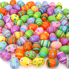 100Pcs Bright Printed Plastic Easter Egg Shells 2.3in