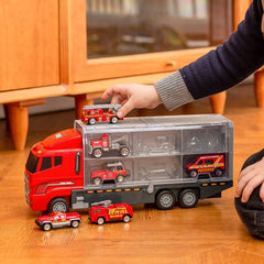 10 in 1 Die Cast Fire Engine Vehicles with Carrier Truck