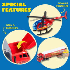 10 in 1 Die Cast Fire Engine Vehicles with Carrier Truck