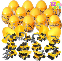12Pcs Building Block Vehicles Prefilled Easter Eggs