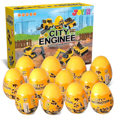 12Pcs Building Block Vehicles Prefilled Easter Eggs