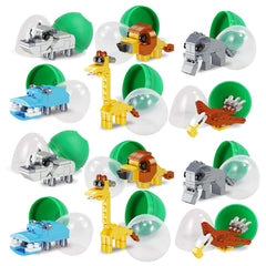 12Pcs Jungle Animal Building Blocks Prefilled Easter Eggs 3.25in