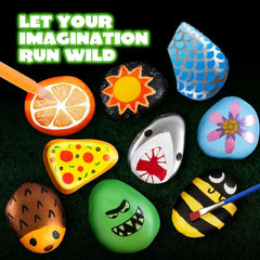 12 Rock Painting Kit- Glow in The Dark, 43 Pcs Arts and Crafts for Kids