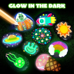 12 Rock Painting Kit- Glow in The Dark, 43 Pcs Arts and Crafts for Kids