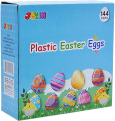 144Pcs Printed Colorful Easter Egg Shells 2.3in