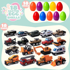 18Pcs Diecast Vehicles Prefilled Jumbo Easter Eggs 3.35in