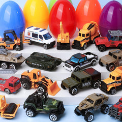 18Pcs Diecast Vehicles Prefilled Jumbo Easter Eggs 3.35in