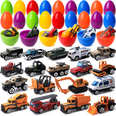 18Pcs Diecast Vehicles Prefilled Jumbo Easter Eggs 3.35in
