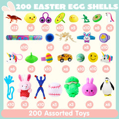 200Pcs 2.4in Toys and Stickers Prefilled Easter Eggs for Easter Egg Hunt