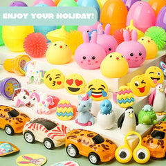 200Pcs 2.4in Toys and Stickers Prefilled Easter Eggs for Easter Egg Hunt