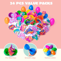 24Pcs Popping Keychain Toys Prefilled Easter Eggs