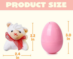24Pcs 3.15in Mini Satiated Animal Plush Toys Prefilled Easter Eggs for Easter Egg Hunt