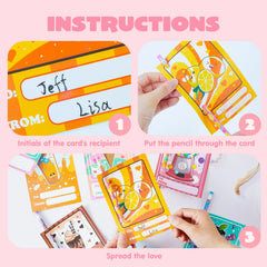 28 Packs Valentines Day Cards with Pencils for Kids-Classroom Exchange Gifts