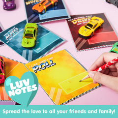 28Pcs Die-cast Racing Cars With Kids Valentines Cards Classroom Exchange