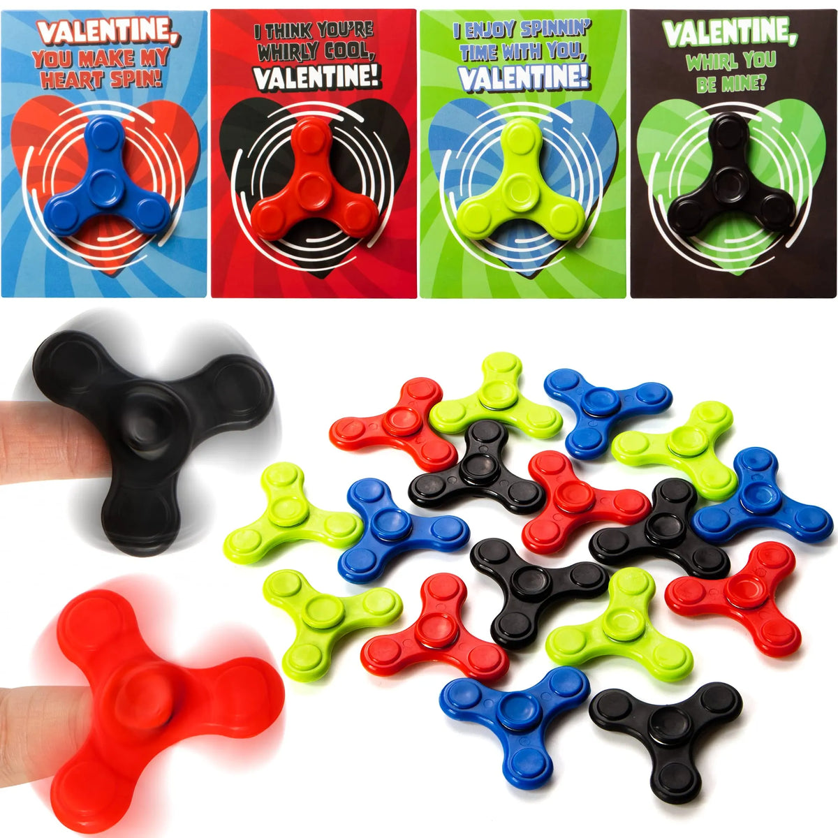 28Pcs Spinner with Valentines Day Cards for Kids-Classroom Exchange Gifts
