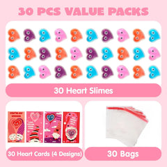 28Pcs Kids Valentines Cards with Heart Shaped Slime-Classroom Exchange Gifts