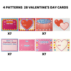 28Pcs Kids Valentines Cards with push bubble Tube-Classroom Exchange Gifts