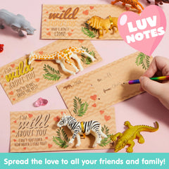 28Pcs Kids Valentines Cards with Zoo Animals Figures-Classroom Exchange Gifts