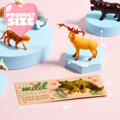28Pcs Kids Valentines Cards with Zoo Animals Figures-Classroom Exchange Gifts