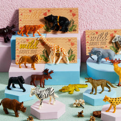 28Pcs Kids Valentines Cards with Zoo Animals Figures-Classroom Exchange Gifts