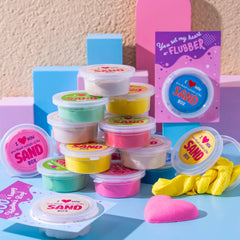 28Pcs Valentines Sand Slime with Valentines Day Cards for Kids-Classroom Exchange Gifts