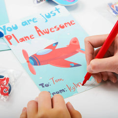 28Pcs Foam Airplanes With Kids Valentines Cards for Classroom Exchange