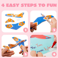 28Pcs Foam Airplanes With Kids Valentines Cards for Classroom Exchange