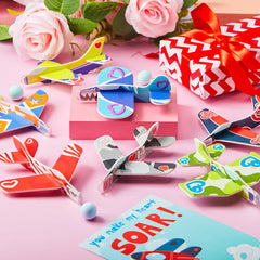28Pcs Foam Airplanes With Kids Valentines Cards for Classroom Exchange