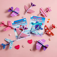 28Pcs Foam Airplanes with Valentines Day Cards for Kids-Classroom Exchange Gifts