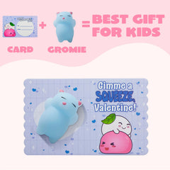 28Pcs Mochi Squishy Toys with Kids Valentines Cards for Classroom Exchange