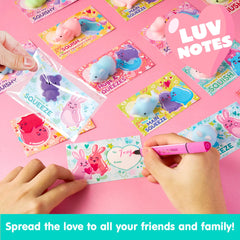 28Pcs Squishy Toys with with Valentines Day Cards for Kids-Classroom Exchange Gifts