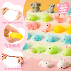 28Pcs Squishy Toys with with Valentines Day Cards for Kids-Classroom Exchange Gifts