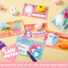 28Pcs Squishy Toys with Valentines Day Cards for Kids-Classroom Exchange Gifts