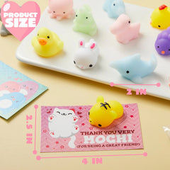 28Pcs Squishy Toys with Valentines Day Cards for Kids-Classroom Exchange Gifts