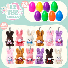 24Pcs Plush Bunny Prefilled Easter Eggs 3.2in