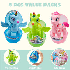 8Pcs 3.5in Unicorn Toys Prefilled Easter Eggs for Easter Egg Hunt