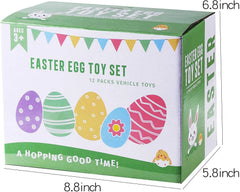 12Pcs 3.8in Easter Eggs Packed with Pull Back Monster Cars and Trucks for Easter Egg Hunt