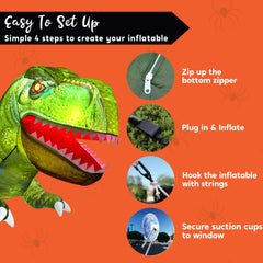 4.5 ft Tall Animated Dinosaur Window Breaker Inflatable Decoration