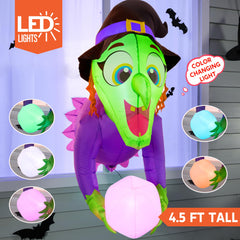 4.5ft Witch Window Breaker Inflatable Decoration with Color Changing