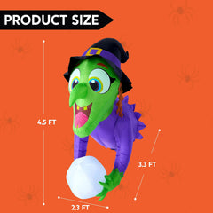 4.5ft Witch Window Breaker Inflatable Decoration with Color Changing