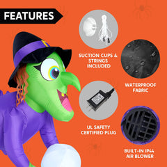 4.5ft Witch Window Breaker Inflatable Decoration with Color Changing