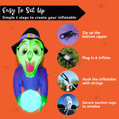 4.5ft Witch Window Breaker Inflatable Decoration with Color Changing