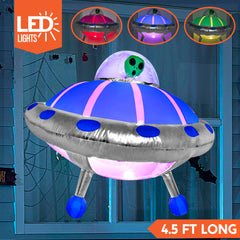 4.5 ft Long UFO Window Breaker Inflatable Decoration with Color Changing Lights