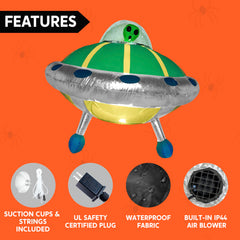 4.5 ft Long UFO Window Breaker Inflatable Decoration with Color Changing Lights