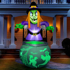 6 ft Tall Witch Cauldron Inflatable Decoration with Projecting Green Ghost
