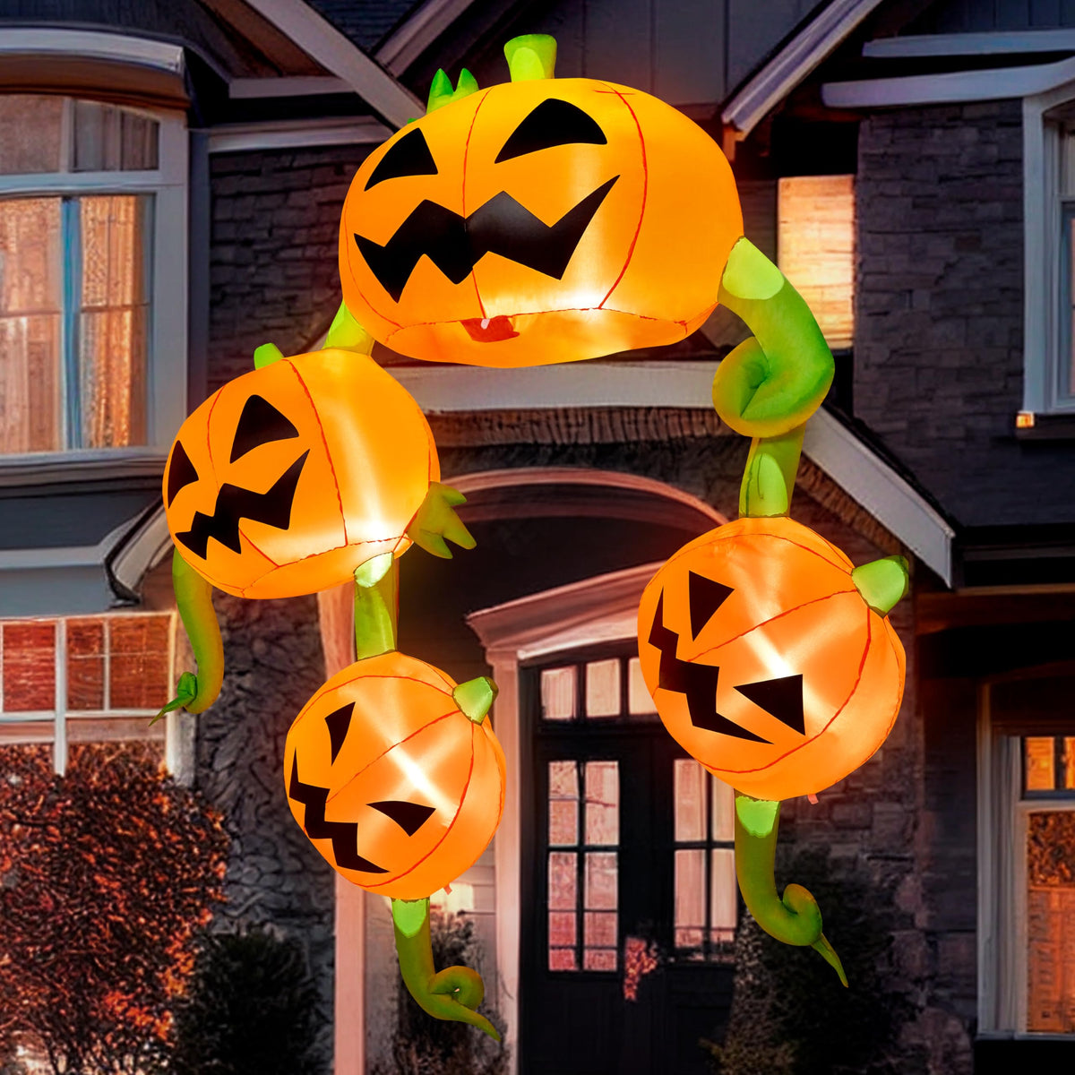10 ft Tall Hanging Pumpkins on the Roof Inflatable Decoration