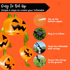 10 ft Tall Hanging Pumpkins on the Roof Inflatable Decoration